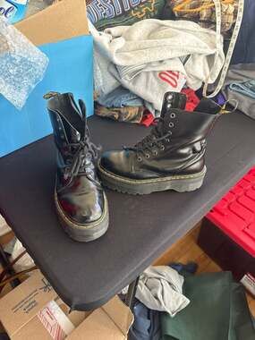 Dr. Martens Jadon Polished Smooth Leather Platform Boots Black